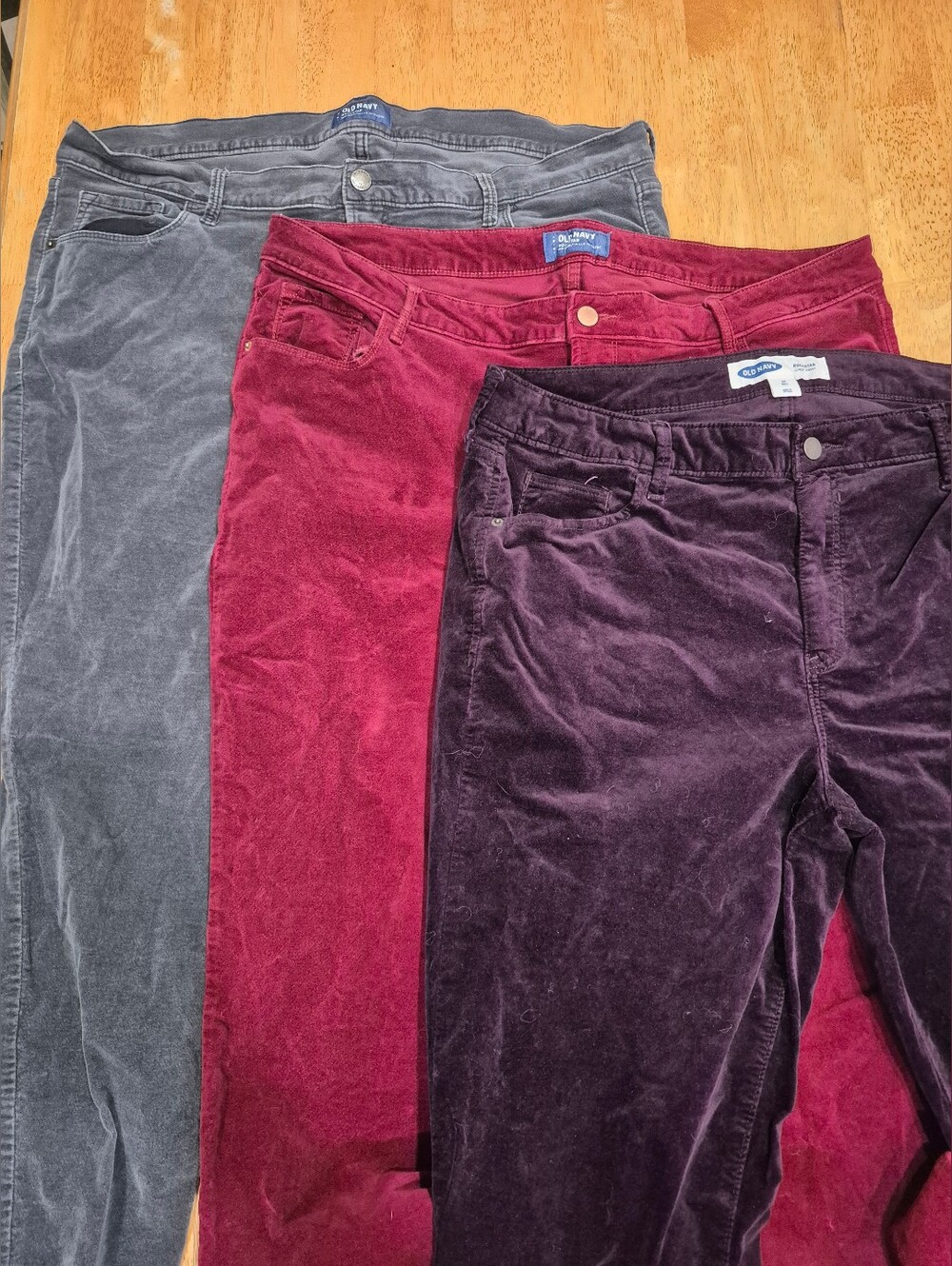 EUC Old Navy Plus Size Velvet Jeans Bundle - Gray, Wine, Plum